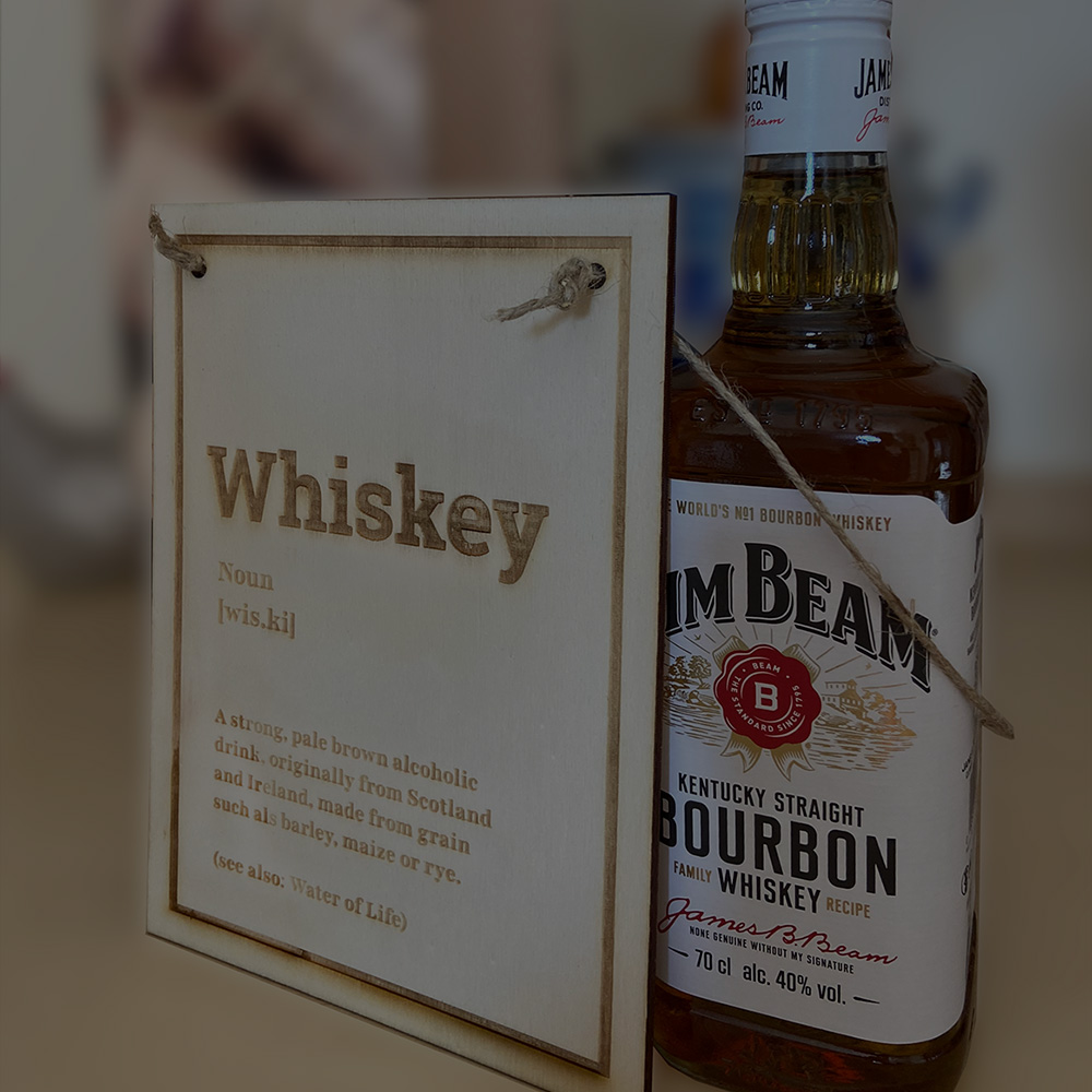Geschenkidee Holzschild Lasergravur Whiskey